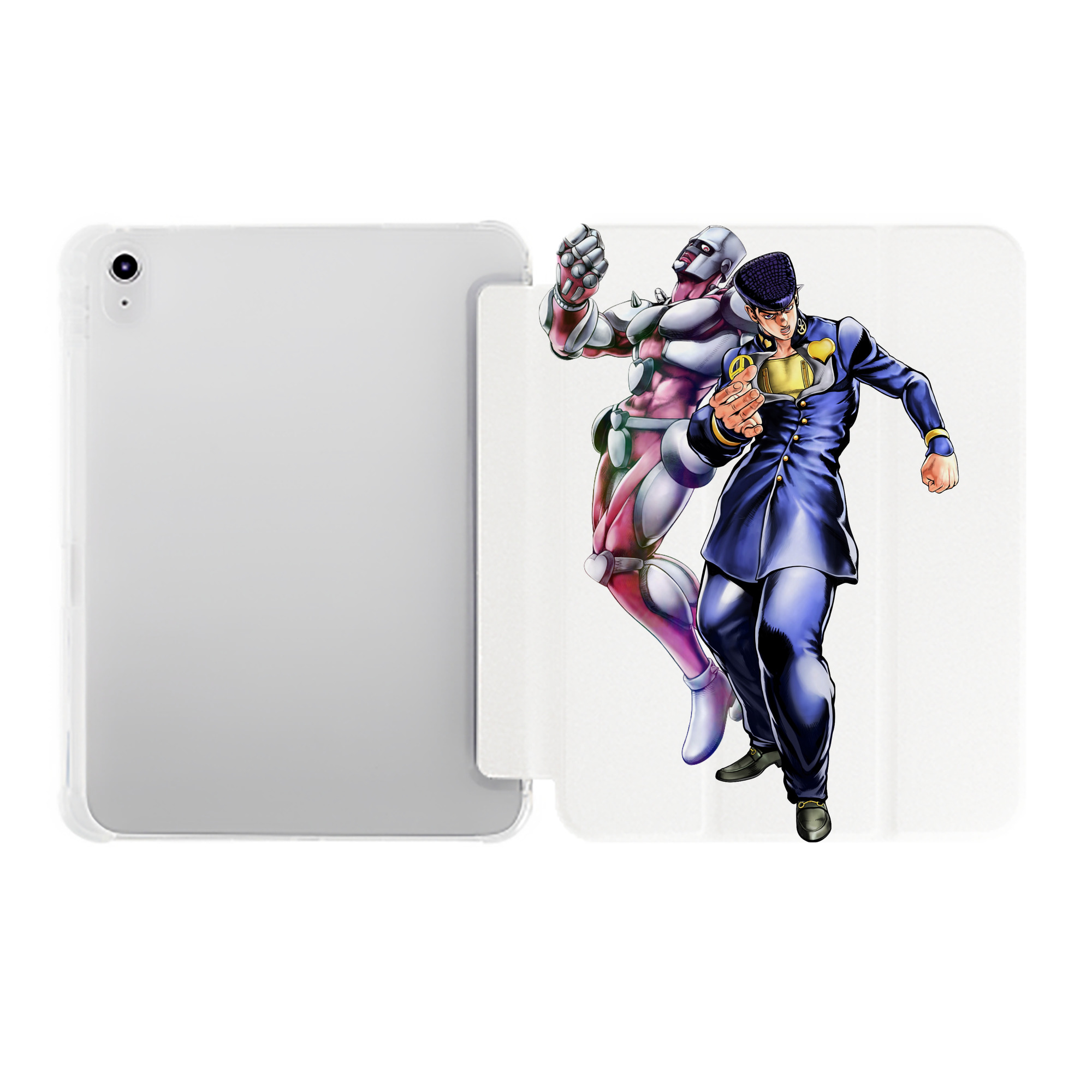 （画像用） ジョジョの奇妙な冒険 ひがしかた じょうすけ JoJo's Bizarre Adventure Higashikata Josuke IPad ケース ペン収納付き 三つ折りスタンド PUレザー×シリコン 対応機種9.5/10.5/10.9インチ